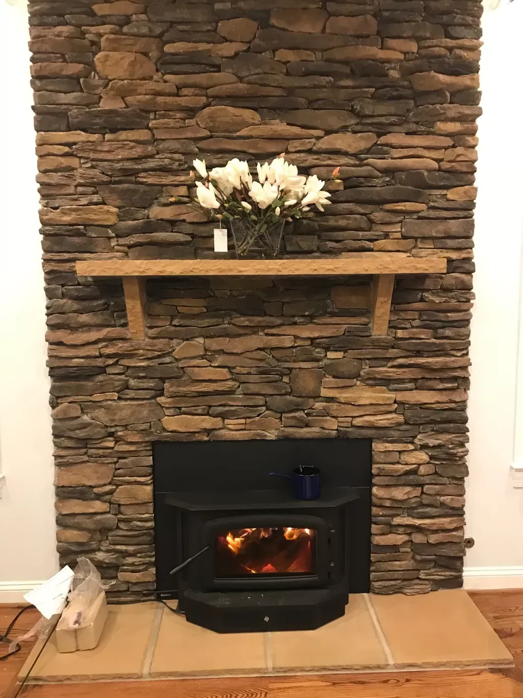 Close-up of a finished stone masonry feature